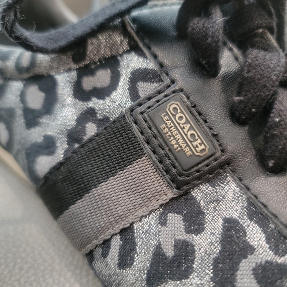 Coach Black and Gray Kinsley Fashion Leopard Print Sneakers Size 8 - Picture 5 of 6